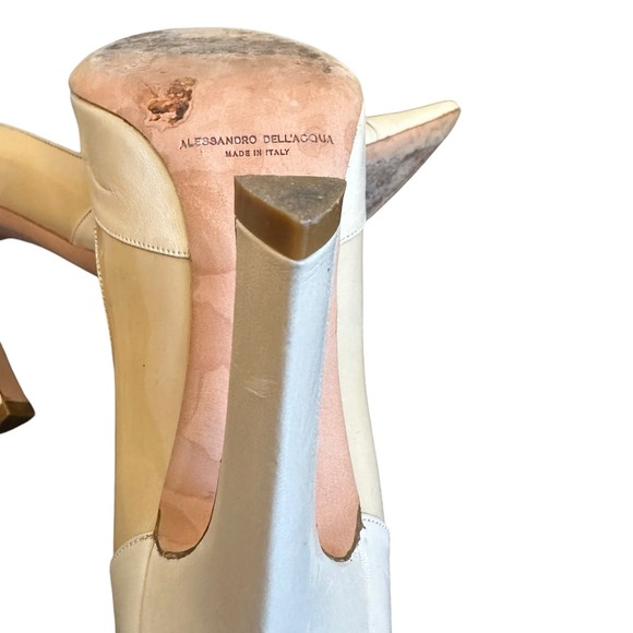 Allesandro Dell'ACQUA Cream Classic Quilted Look 4.5" Heel sz 37=6/6.5 - Picture 10 of 16